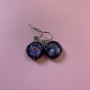 purple evil eye earrings